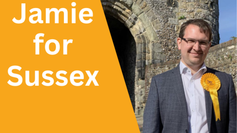 Jamie for Sussex on yellow background
